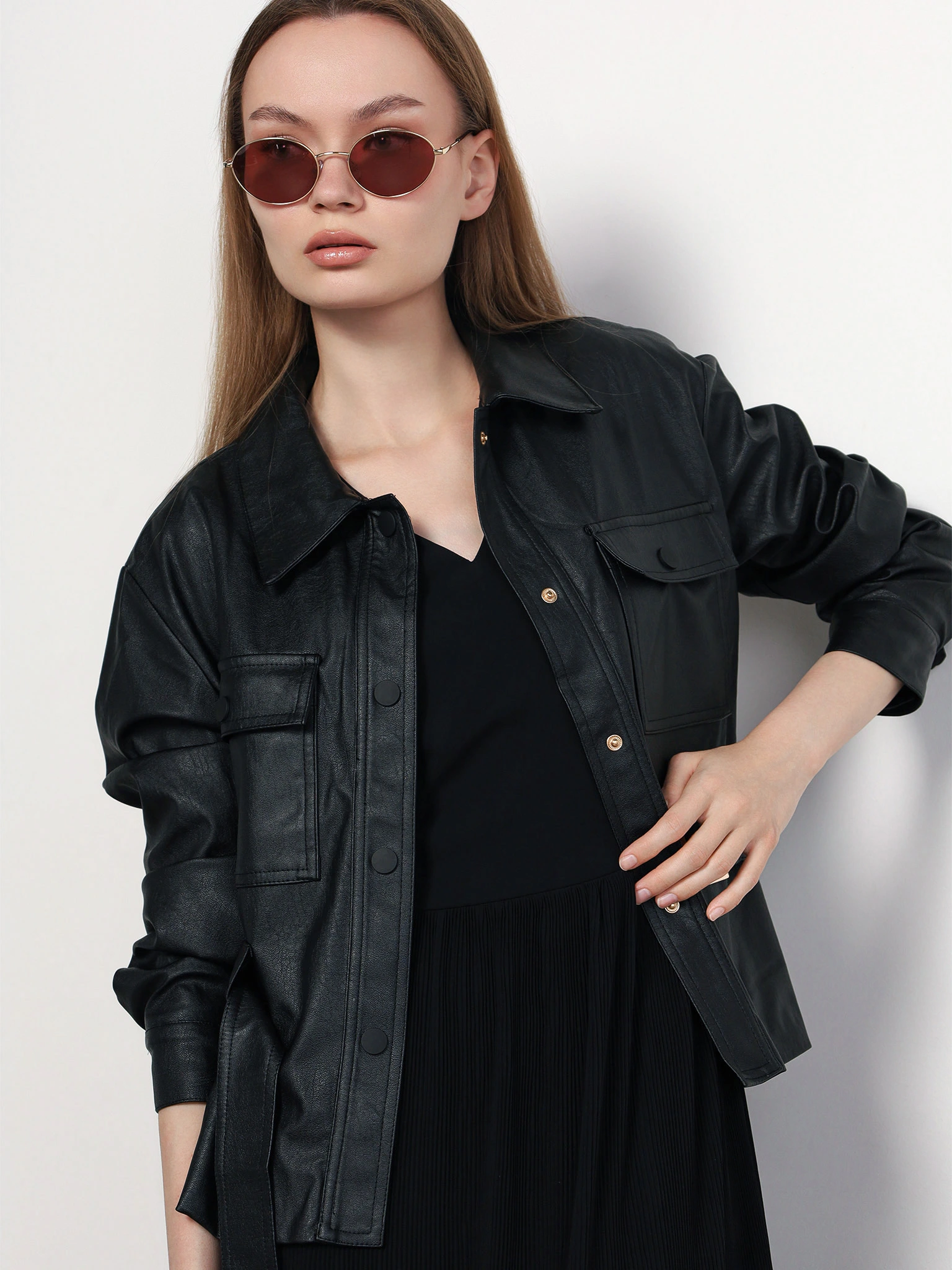 Куртка прямого кроя со съемным поясом